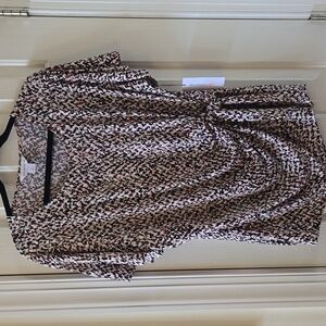 LIZ CLAIBORNE BRAND WOMEN'S GEOMETRICAL SHORT SLEEVES TOP SIZE XL